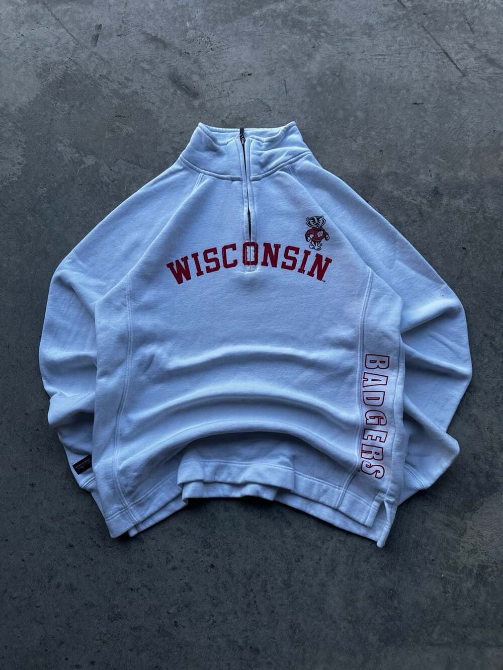 JanSport Wisconsin Badgers Half Zip Sweatshirt Off White Medium
